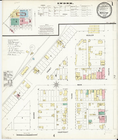 Sanborn Fire Insurance Map from Mapleton, Monona County, Iowa (1897), Sheet #0001 - Historic Sanborn Fire Insurance Map Print, vintage old map wall art