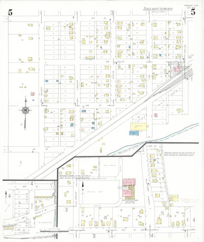 Sanborn Fire Insurance Map from Wamego, Pottawatomie County, Kansas (1941), Sheet #0005 - Complete Map Set gallery image, historic Sanborn map, vintage wall art, Kansas Kansas