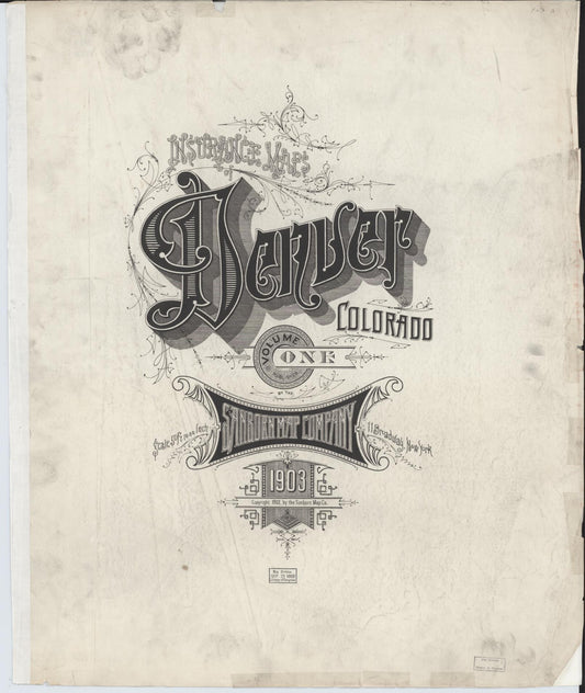 Sanborn Fire Insurance Map from Denver, Denver County, Colorado (1904), Sheet #0001 - Complete Map Set gallery image, historic Sanborn map, vintage wall art, Colorado Colorado
