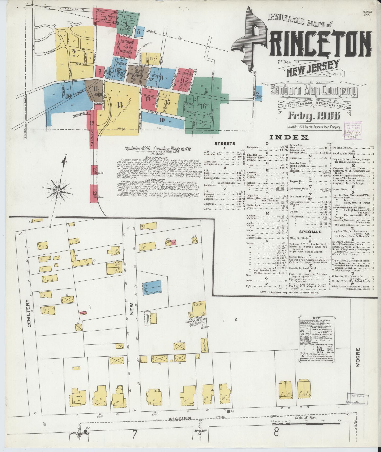 Sanborn Fire Insurance Map from Princeton, Mercer County, New Jersey. (1906) – Historic Sanborn Fire Insurance Map Print