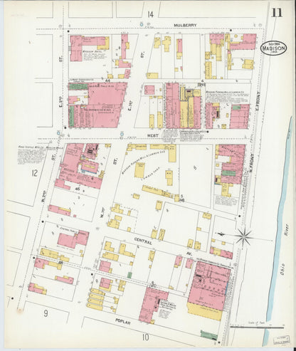 Sanborn Fire Insurance Map from Madison, Jefferson County, Indiana (1904), Sheet #0011 - Historic Sanborn Fire Insurance Map Print, vintage old map wall art, antique decor, genealogy gift, Indiana Indiana map