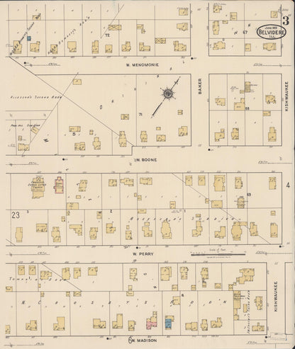 Sanborn Fire Insurance Map from Belvidere, Boone County, Illinois (1922), Sheet #0003 - Complete Map Set gallery image, historic Sanborn map, vintage wall art, Illinois Illinois