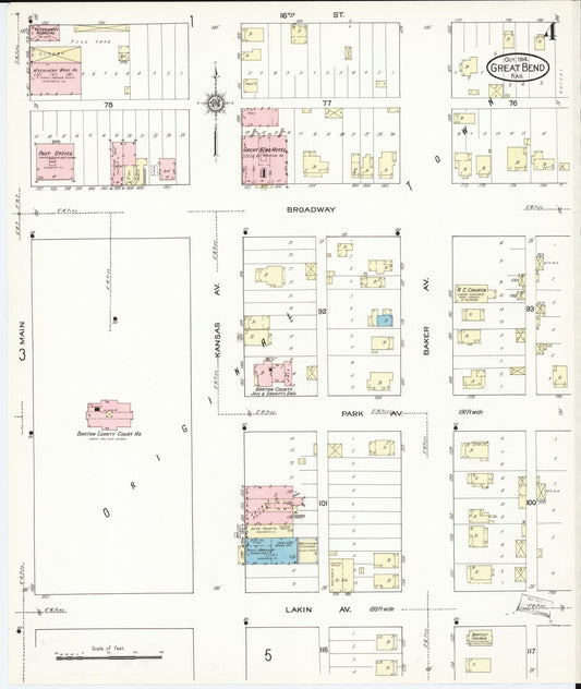 Sanborn Fire Insurance Map from Great Bend, Barton County, Kansas (1914), Sheet #0004 - Historic Sanborn Fire Insurance Map Print, vintage old map wall art, antique decor, genealogy gift, Kansas Kansas map