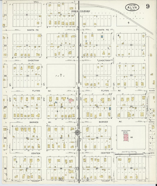 Sanborn Fire Insurance Map from Alva, Woods County, Oklahoma (1914), Sheet #0009 - Historic Sanborn Fire Insurance Map Print, vintage old map wall art, antique decor, genealogy gift, Oklahoma Oklahoma map