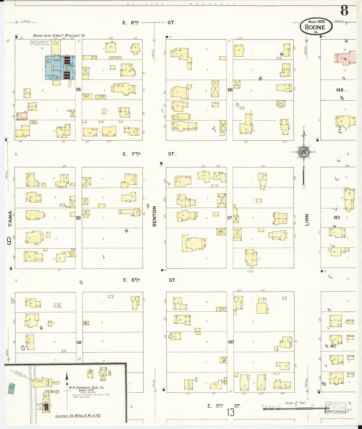 Sanborn Fire Insurance Map from Boone, Boone County, Iowa (1909), Sheet #0008 - Historic Sanborn Fire Insurance Map Print
