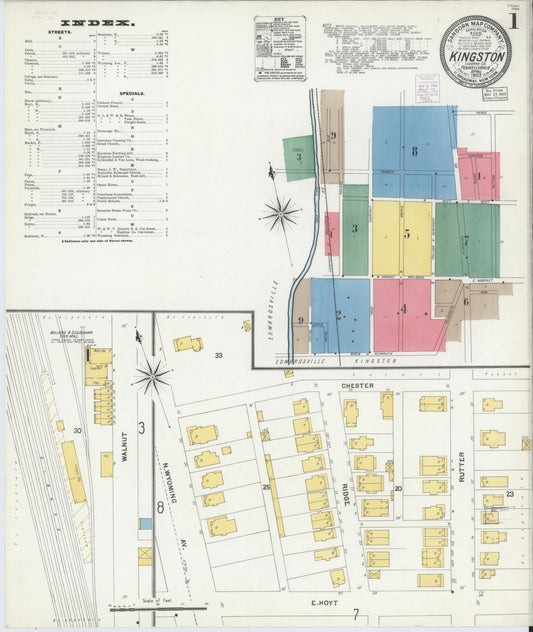 Sanborn Fire Insurance Map from Kingston, Luzerne County, Pennsylvania (1903), Sheet #0001 - Complete Map Set gallery image, historic Sanborn map, vintage wall art, Pennsylvania Pennsylvania