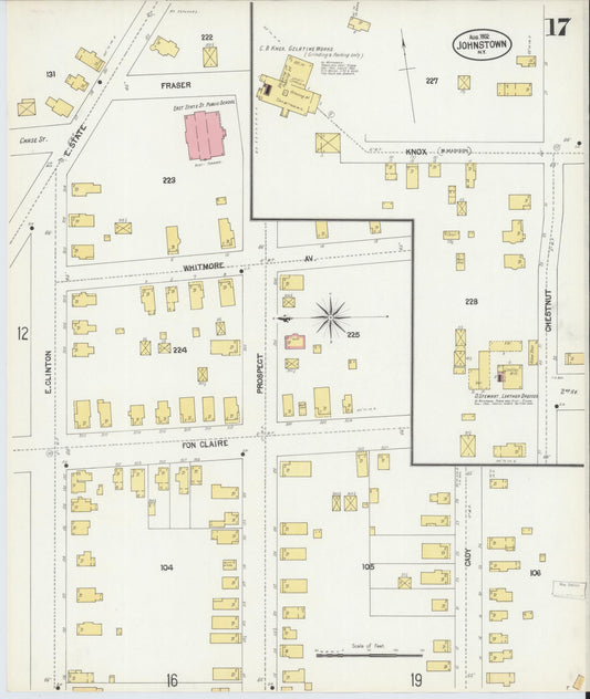 Sanborn Fire Insurance Map from Johnstown, Fulton County, New York (1902), Sheet #0017 - Historic Sanborn Fire Insurance Map Print, vintage old map wall art, antique decor, genealogy gift, New York New York map