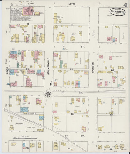 Sanborn Fire Insurance Map from Shakopee, Scott County, Minnesota (1890), Sheet #0004 - Complete Map Set gallery image, historic Sanborn map, vintage wall art, Minnesota Minnesota