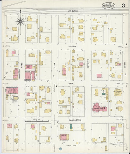 Sanborn Fire Insurance Map from Keithsburg, Mercer County, Illinois (1907), Sheet #0003 - Complete Map Set gallery image, historic Sanborn map, vintage wall art, Illinois Illinois