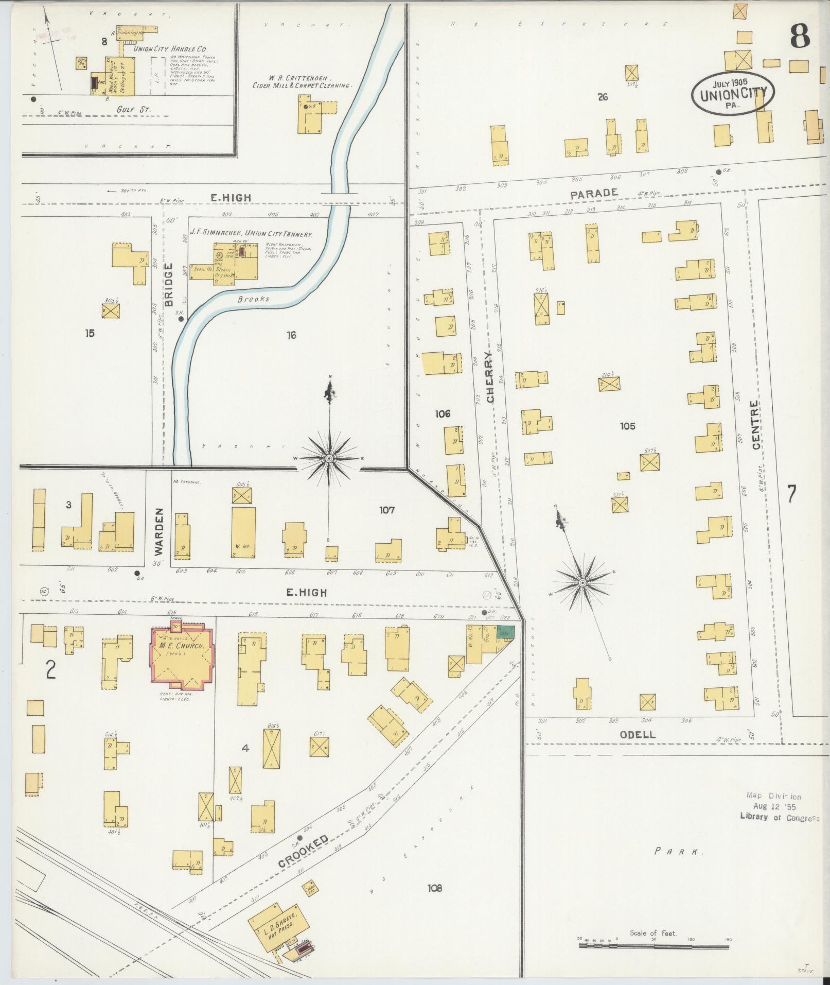 Sanborn Fire Insurance Map from Union City, Erie County, Pennsylvania (1905), Sheet #0008 - Complete Map Set gallery image, historic Sanborn map, vintage wall art, Pennsylvania Pennsylvania
