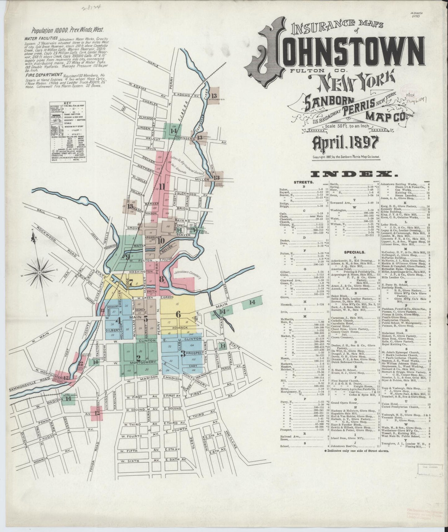 Sanborn Fire Insurance Map from Johnstown, Fulton County, New York. (1897) – Historic Sanborn Fire Insurance Map Print