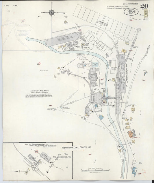 Sanborn Fire Insurance Map from Miami, Gila County, Arizona (1948), Sheet #0020 - Historic Sanborn Fire Insurance Map Print, vintage old map wall art, antique decor, genealogy gift, Arizona Arizona map