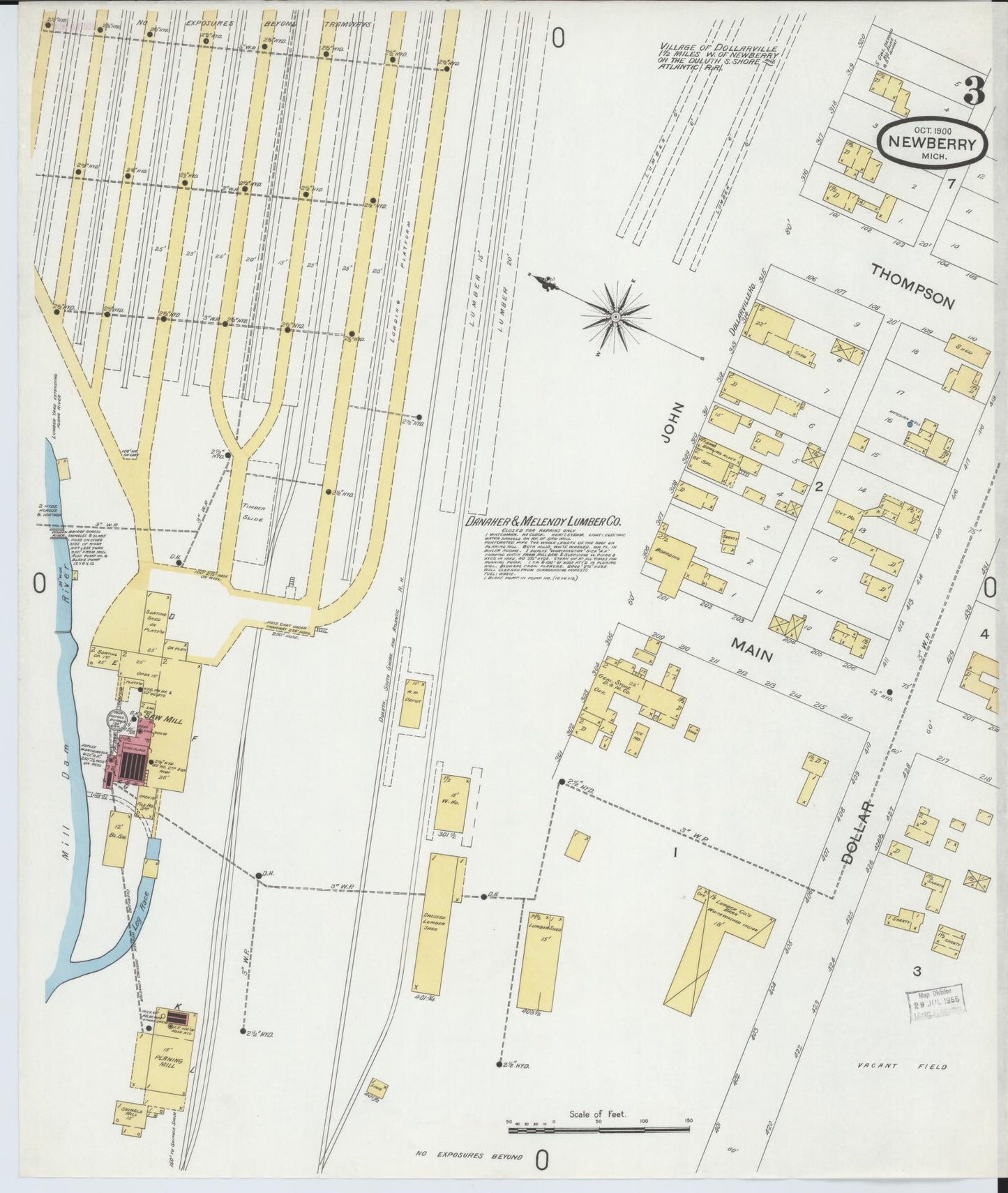 Sanborn Fire Insurance Map from Newberry, Luce County, Michigan (1900), Sheet #0003 - Complete Map Set gallery image, historic Sanborn map, vintage wall art, Michigan Michigan