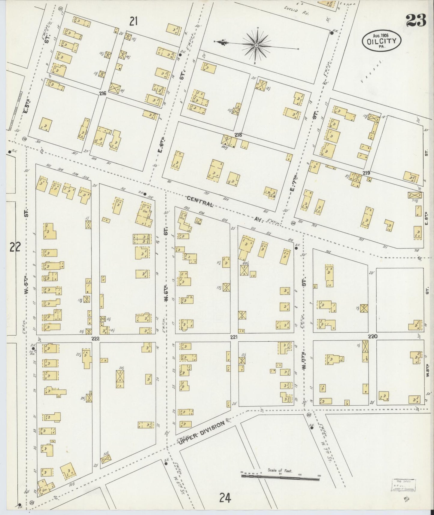 Sanborn Fire Insurance Map from Oil City, Venango County, Pennsylvania (1906), Sheet #0023 - Complete Map Set gallery image, historic Sanborn map, vintage wall art, Pennsylvania Pennsylvania