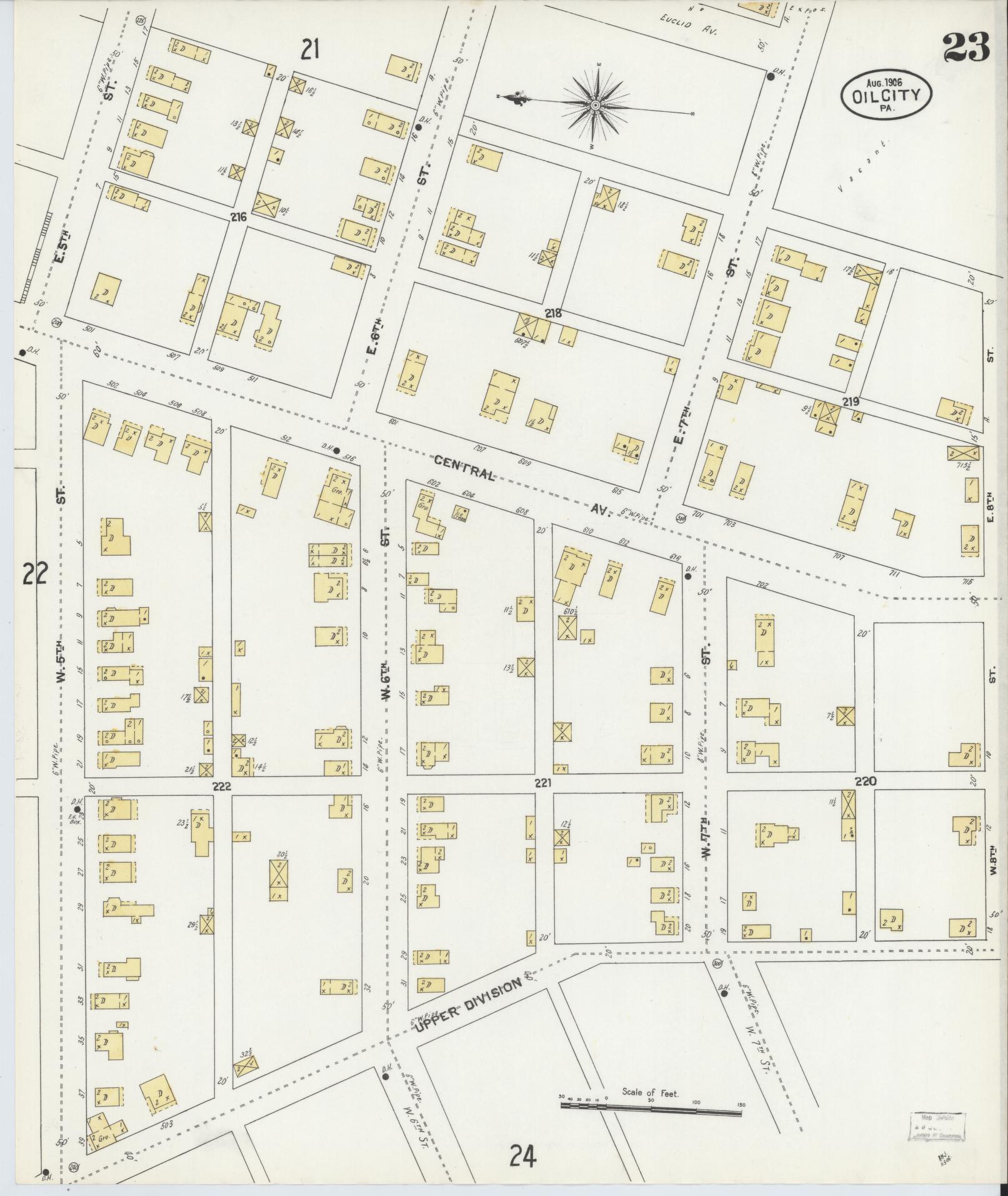Sanborn Fire Insurance Map from Oil City, Venango County, Pennsylvania (1906), Sheet #0023 - Complete Map Set gallery image, historic Sanborn map, vintage wall art, Pennsylvania Pennsylvania
