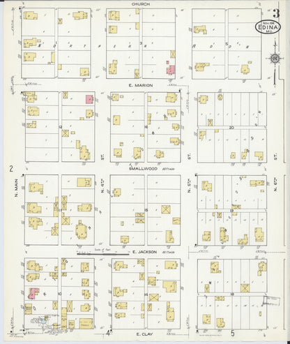 Sanborn Fire Insurance Map from Edina, Knox County, Missouri (1916), Sheet #0003 - Complete Map Set gallery image, historic Sanborn map, vintage wall art, Missouri Missouri