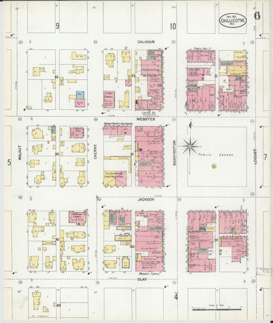 Sanborn Fire Insurance Map from Chillicothe, Livingston County, Missouri (1901), Sheet #0006 - Historic Sanborn Fire Insurance Map Print, vintage old map wall art, antique decor, genealogy gift, Missouri Missouri map