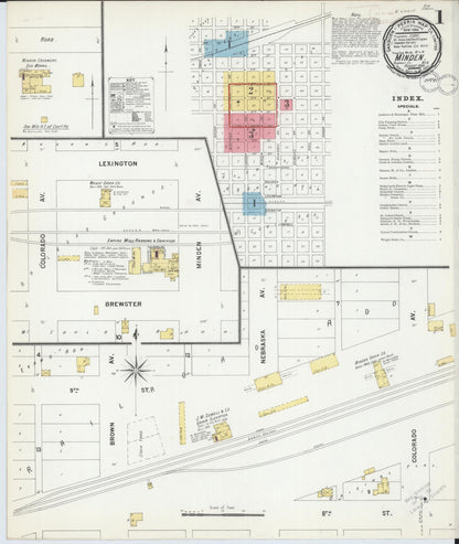 Sanborn Fire Insurance Map from Minden, Kearney County, Nebraska (1899), Sheet #0001 - Complete Map Set gallery image, historic Sanborn map, vintage wall art, Nebraska Nebraska
