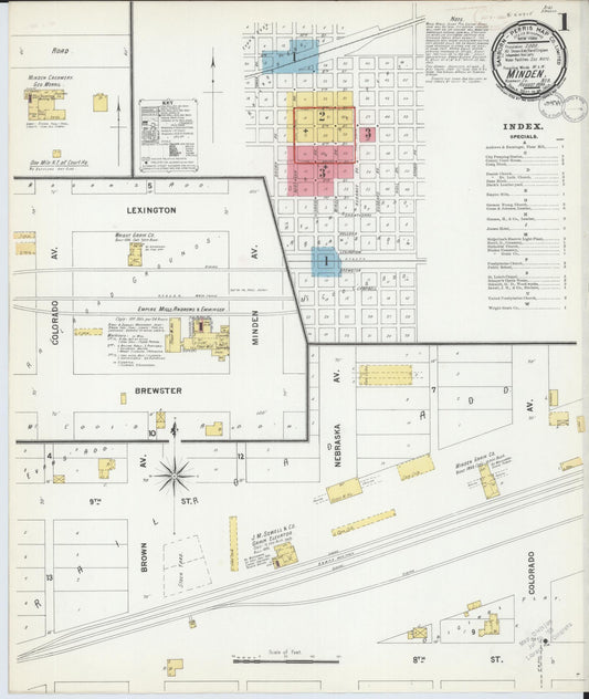 Sanborn Fire Insurance Map from Minden, Kearney County, Nebraska (1899), Sheet #0001 - Complete Map Set gallery image, historic Sanborn map, vintage wall art, Nebraska Nebraska