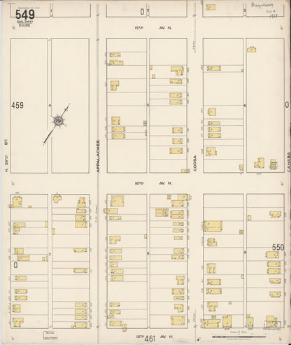 Sanborn Fire Insurance Map from Birmingham, Jefferson County, Alabama (1917), Sheet #0549 - Complete Map Set gallery image, historic Sanborn map, vintage wall art, Alabama Alabama
