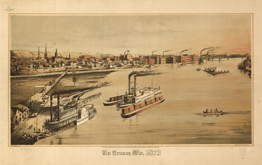 La Crosse, Wis. 1873. (1873) – Historic Bird’s-Eye View Panorama Print