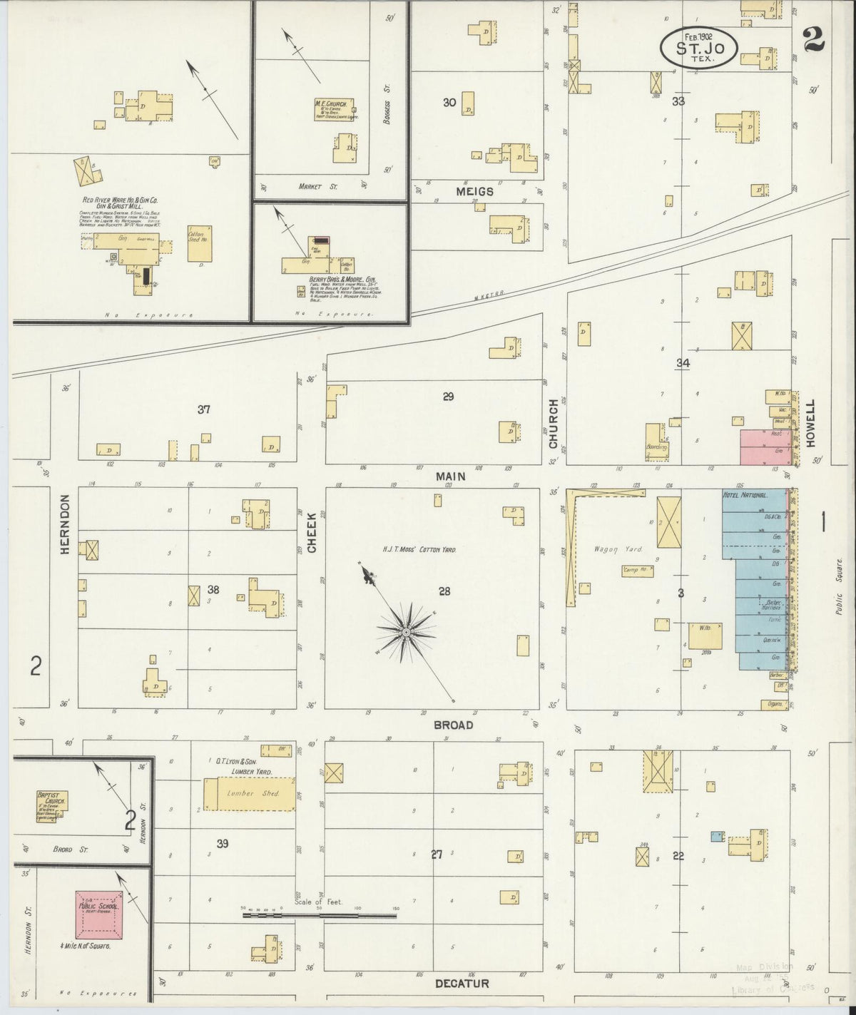 Sanborn Fire Insurance Map from Saint Jo, Montague County, Texas (1902), Sheet #0002 - Complete Map Set gallery image, historic Sanborn map, vintage wall art, Texas Texas