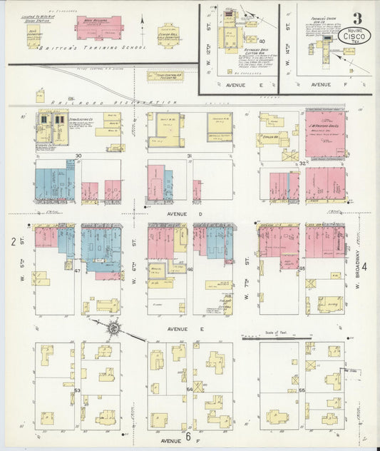 Sanborn Fire Insurance Map from Cisco, Eastland County, Texas (1912), Sheet #0003 - Historic Sanborn Fire Insurance Map Print, vintage old map wall art, antique decor, genealogy gift, Texas Texas map