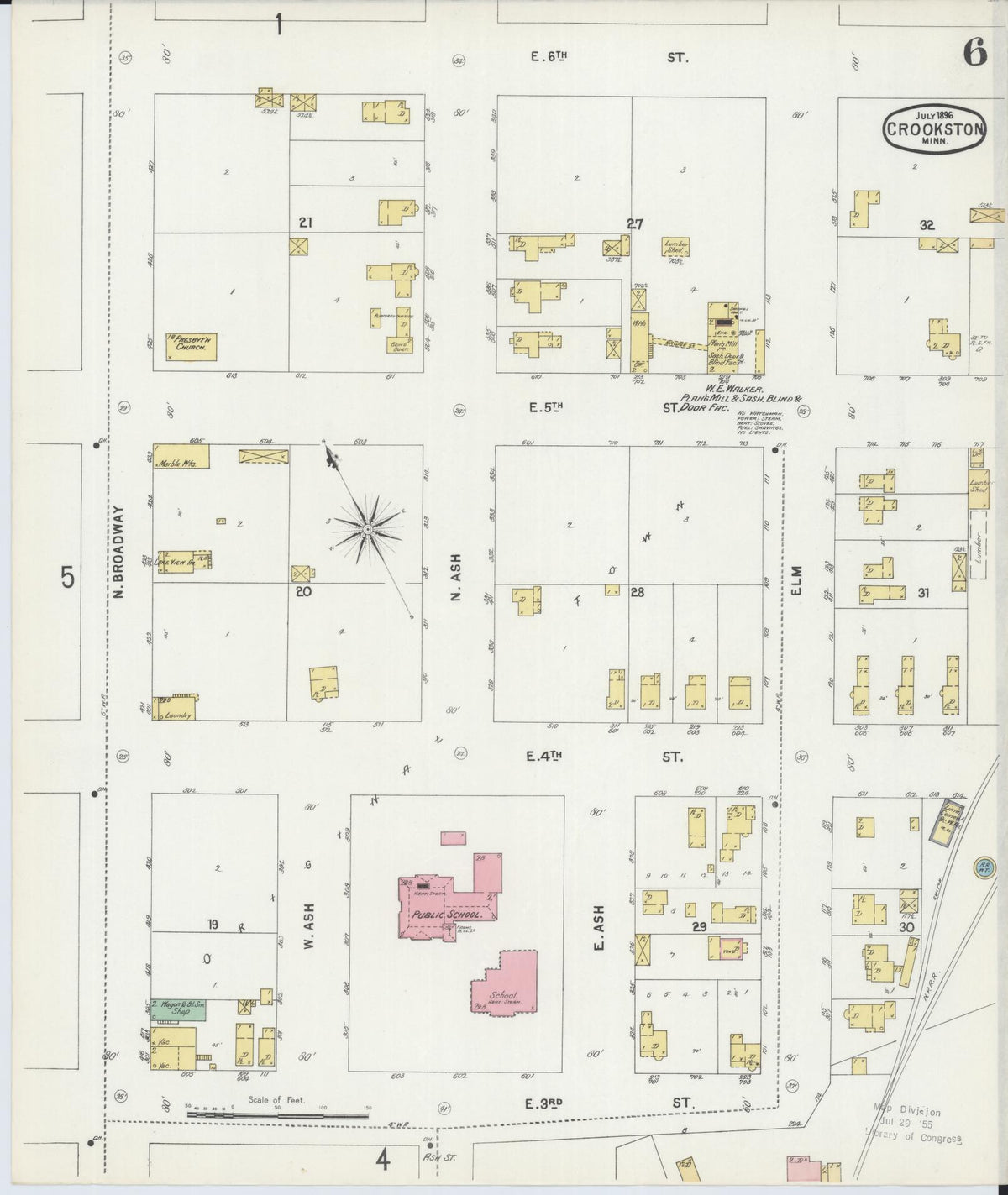Sanborn Fire Insurance Map from Crookston, Polk County, Minnesota (1896), Sheet #0006 - Historic Sanborn Fire Insurance Map Print, vintage old map wall art, antique decor, genealogy gift, Minnesota Minnesota map