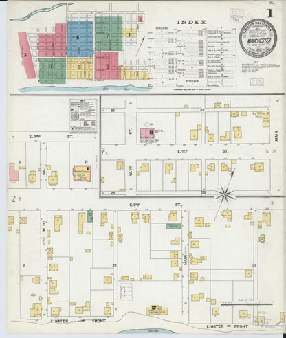 Sanborn Fire Insurance Map from Manchester, Adams County, Ohio (1904), Sheet #0001 - Historic Sanborn Fire Insurance Map Print, vintage old map wall art, antique decor, genealogy gift, Ohio Ohio map