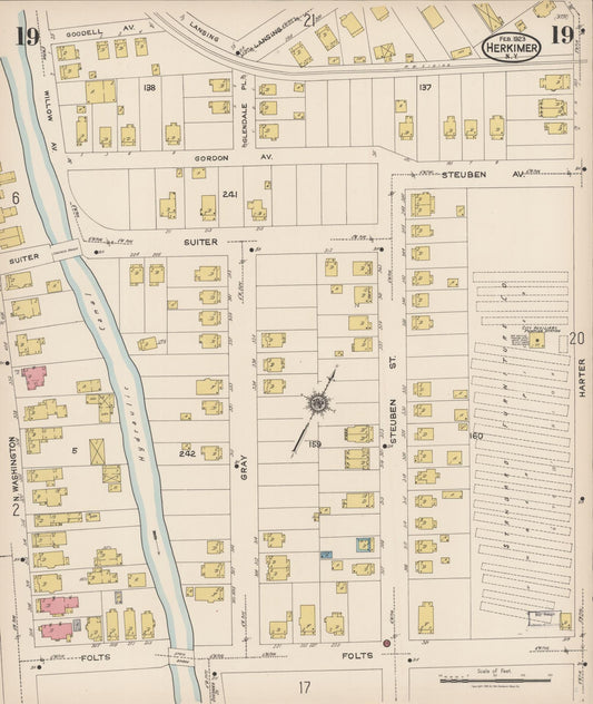 Sanborn Fire Insurance Map from Herkimer, Herkimer County, New York (1923), Sheet #0019 - Historic Sanborn Fire Insurance Map Print, vintage old map wall art, antique decor, genealogy gift, New York New York map