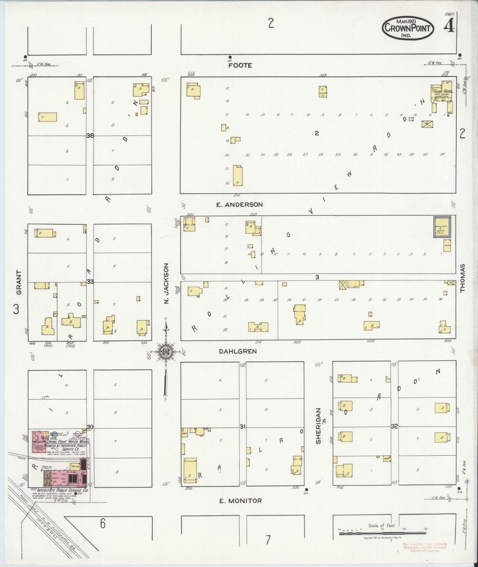Sanborn Fire Insurance Map from Crown Point, Lake County, Indiana (1921), Sheet #0004 - Complete Map Set gallery image, historic Sanborn map, vintage wall art, Indiana Indiana