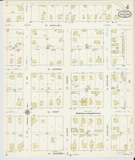 Sanborn Fire Insurance Map from Paulding, Paulding County, Ohio (1913), Sheet #0004 - Historic Sanborn Fire Insurance Map Print, vintage old map wall art, antique decor, genealogy gift, Ohio Ohio map