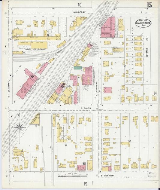 Sanborn Fire Insurance Map from Galesburg, Knox County, Illinois (1906), Sheet #0015 - Historic Sanborn Fire Insurance Map Print, vintage old map wall art, antique decor, genealogy gift, Illinois Illinois map
