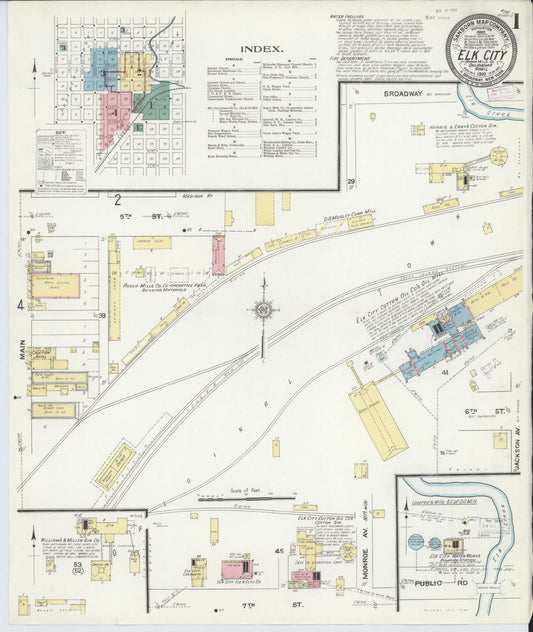 Sanborn Fire Insurance Map from Elk City, Beckham County, Oklahoma (1910), Sheet #0001 - Complete Map Set gallery image, historic Sanborn map, vintage wall art, Oklahoma Oklahoma