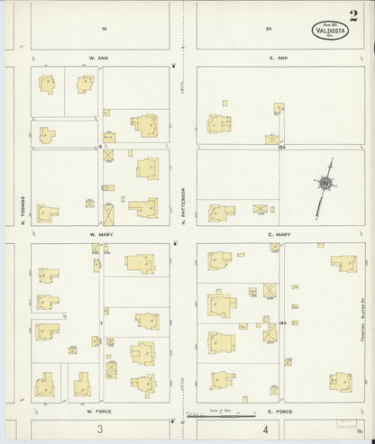 Sanborn Fire Insurance Map from Valdosta, Lowndes County, Georgia (1911), Sheet #0002 - Complete Map Set gallery image, historic Sanborn map, vintage wall art, Georgia Georgia