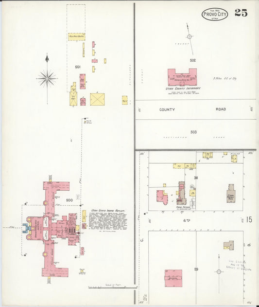 Sanborn Fire Insurance Map from Provo, Utah County, Utah (1900), Sheet #0025 - Historic Sanborn Fire Insurance Map Print, vintage old map wall art, antique decor, genealogy gift, Provo Utah map
