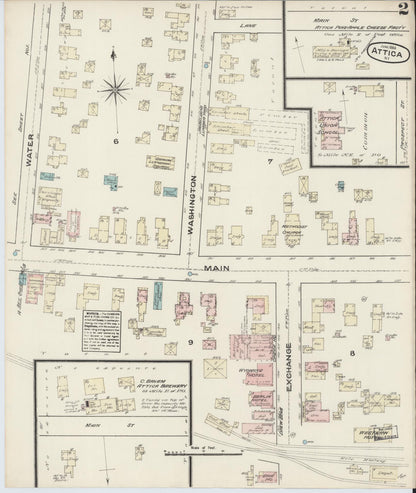 Sanborn Fire Insurance Map from Attica, Wyoming County, New York (1884), Sheet #0002 - Complete Map Set gallery image, historic Sanborn map, vintage wall art, Attica Wyoming