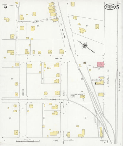 Sanborn Fire Insurance Map from Timpson, Shelby County, Texas (1927), Sheet #0005 - Complete Map Set gallery image, historic Sanborn map, vintage wall art, Texas Texas