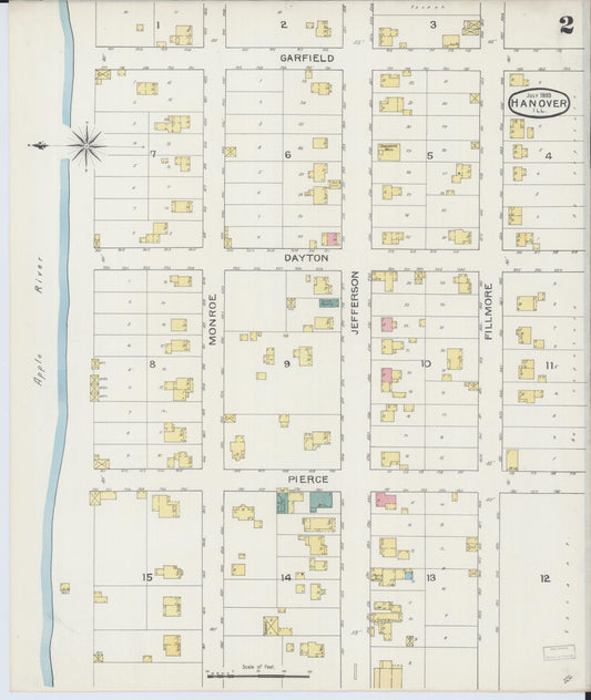Sanborn Fire Insurance Map from Hanover, Jo Daviess County, Illinois (1893), Sheet #0002 - Historic Sanborn Fire Insurance Map Print, vintage old map wall art, antique decor, genealogy gift, Illinois Illinois map