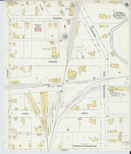 Sanborn Fire Insurance Map from Lapeer, Lapeer County, Michigan (1898), Sheet #0006 - Historic Sanborn Fire Insurance Map Print, vintage old map wall art, antique decor, genealogy gift, Michigan Michigan map