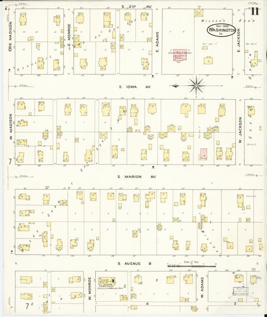 Sanborn Fire Insurance Map from Washington, Washington County, Iowa (1909), Sheet #0011 - Historic Sanborn Fire Insurance Map Print, vintage old map wall art, antique decor, genealogy gift, Sanborn Fire Insurance Map from Washington Washington map