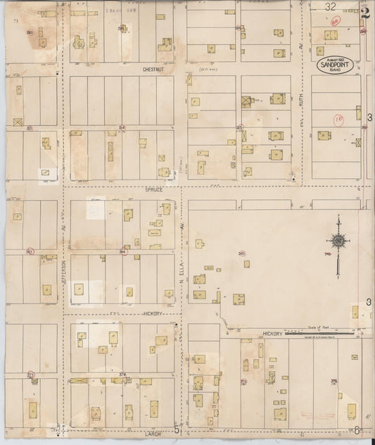 Sanborn Fire Insurance Map from Sandpoint, Bonner County, Idaho (1948), Sheet #0002 - Historic Sanborn Fire Insurance Map Print, vintage old map wall art, antique decor, genealogy gift, Idaho Idaho map