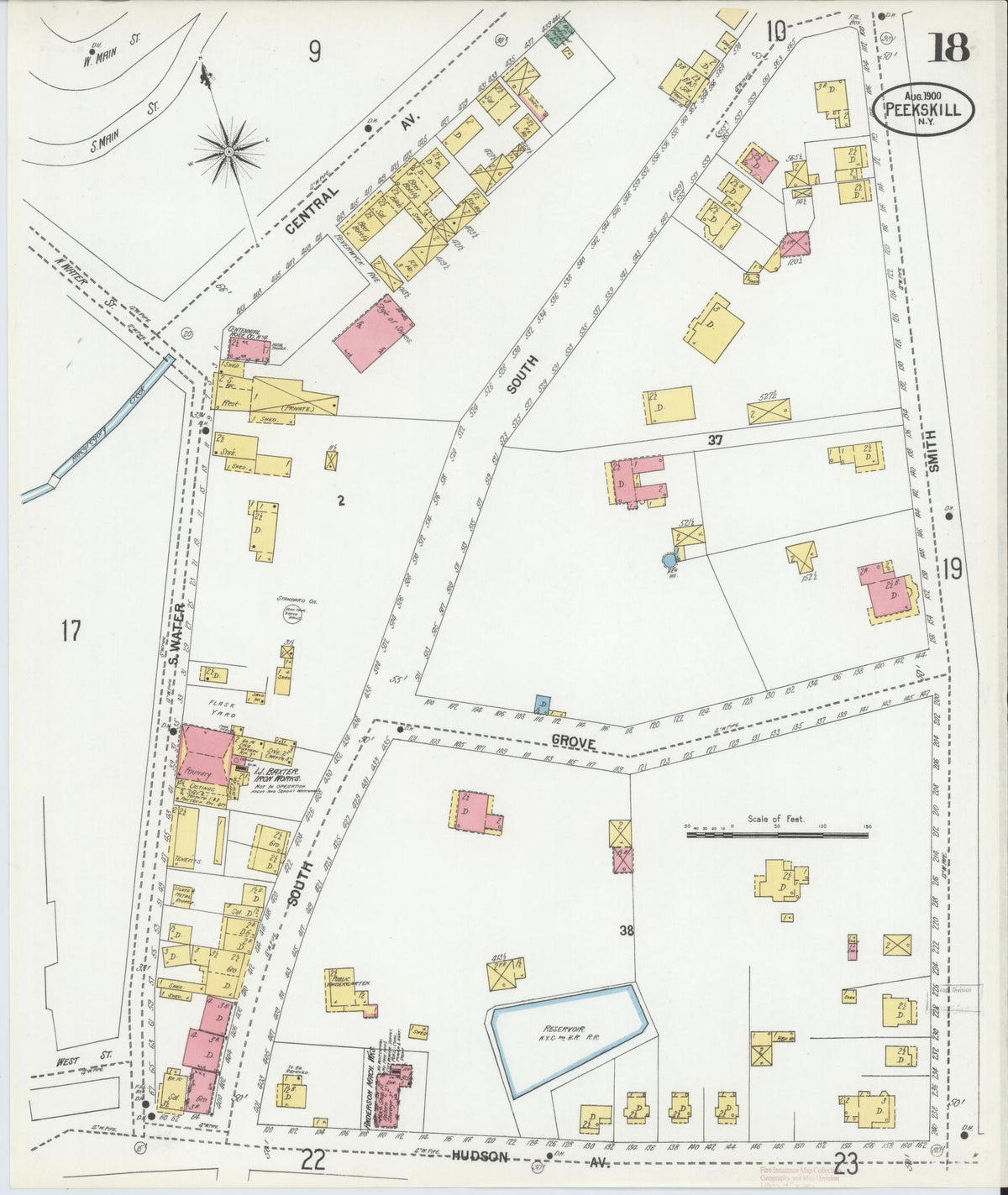 Sanborn Fire Insurance Map from Peekskill, Westchester County, New York (1900), Sheet #0018 - Historic Sanborn Fire Insurance Map Print, vintage old map wall art, antique decor, genealogy gift, New York New York map