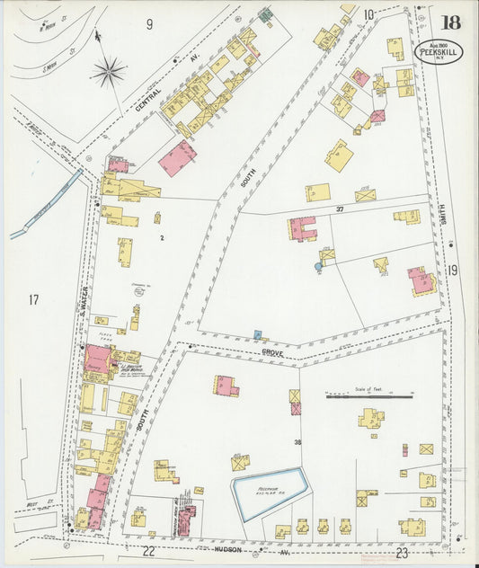 Sanborn Fire Insurance Map from Peekskill, Westchester County, New York (1900), Sheet #0018 - Historic Sanborn Fire Insurance Map Print, vintage old map wall art, antique decor, genealogy gift, New York New York map