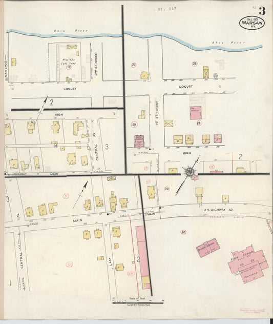 Sanborn Fire Insurance Map from Warsaw, Gallatm County, Kentucky (1938), Sheet #0003 - Historic Sanborn Fire Insurance Map Print, vintage old map wall art, antique decor, genealogy gift, Kentucky Kentucky map