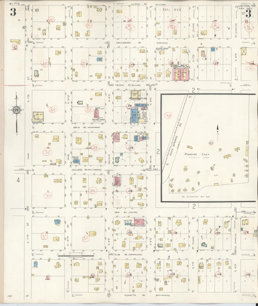 Sanborn Fire Insurance Map from Junction, Kimble County, Texas (1942), Sheet #0003 - Historic Sanborn Fire Insurance Map Print, vintage old map wall art, antique decor, genealogy gift, Texas Texas map