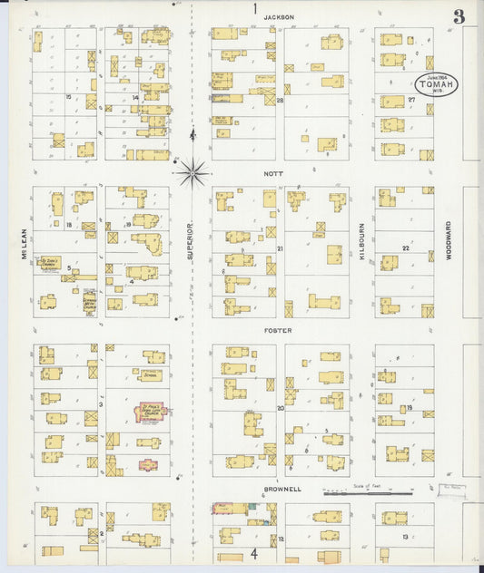 Sanborn Fire Insurance Map from Tomah, Monroe County, Wisconsin (1904), Sheet #0003 - Historic Sanborn Fire Insurance Map Print, vintage old map wall art, antique decor, genealogy gift, Wisconsin Wisconsin map