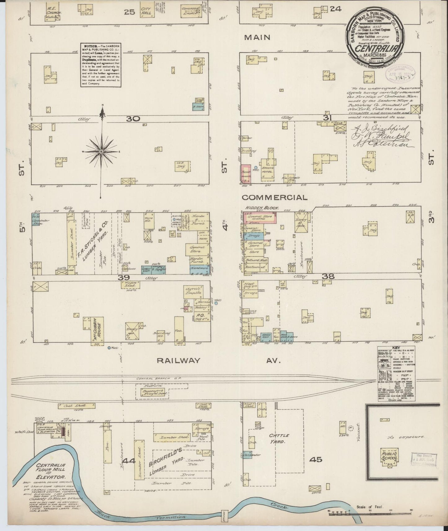 Sanborn Fire Insurance Map from Centralia, Nemaba County, Kansas (1885), Sheet #0001 - Historic Sanborn Fire Insurance Map Print, vintage old map wall art, antique decor, genealogy gift, Kansas Kansas map