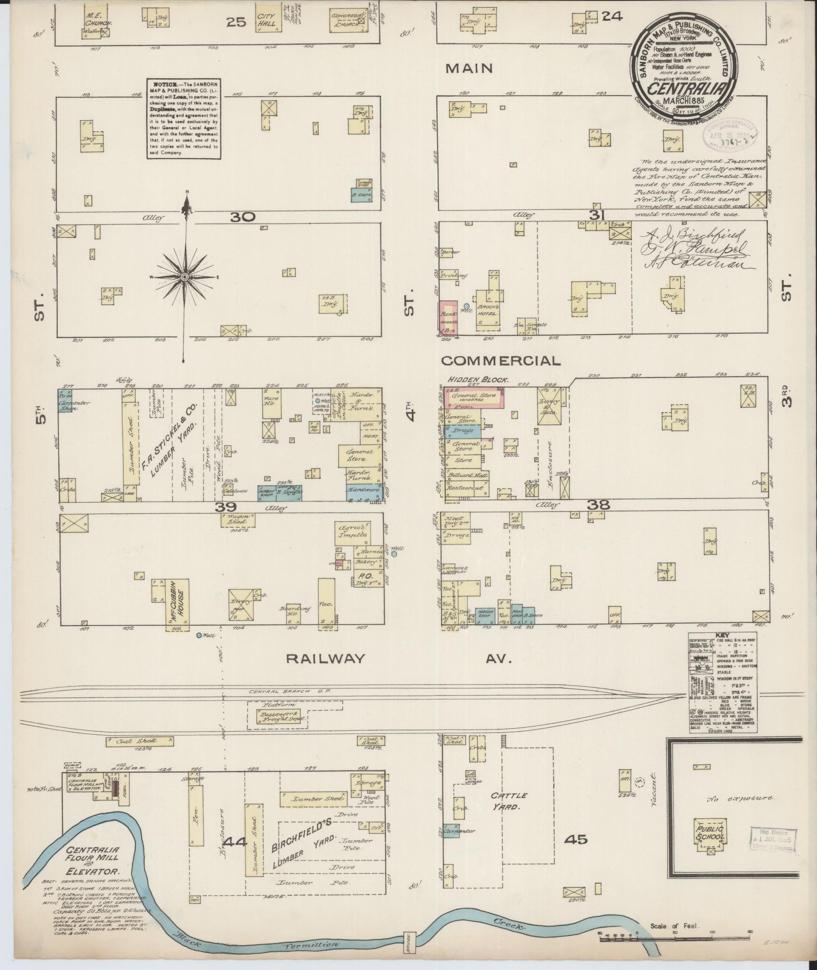 Sanborn Fire Insurance Map from Centralia, Nemaba County, Kansas (1885), Sheet #0001 - Historic Sanborn Fire Insurance Map Print, vintage old map wall art, antique decor, genealogy gift, Kansas Kansas map