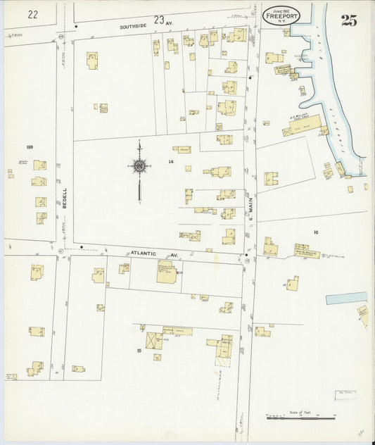 Sanborn Fire Insurance Map from Freeport, Nassau County, New York (1910), Sheet #0025 - Historic Sanborn Fire Insurance Map Print, vintage old map wall art, antique decor, genealogy gift, New York New York map